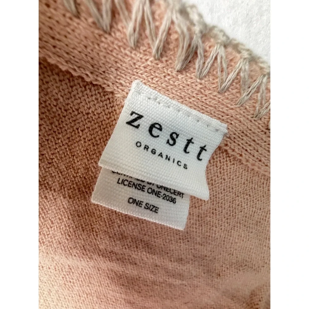 Zestt Organics Dreamsoft Cotton Colorblock Wrap Scarf Pink Beige Cream OS